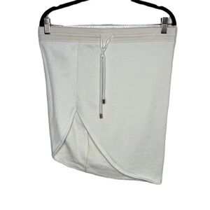 Free People White Asymmetrical Knit Mesh Drawstring Mini Skirt Size M